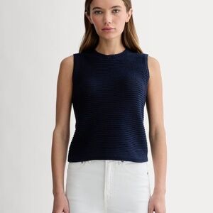 Everlane Organic Cotton Open-Stitch Tank in Navy, Size Medium